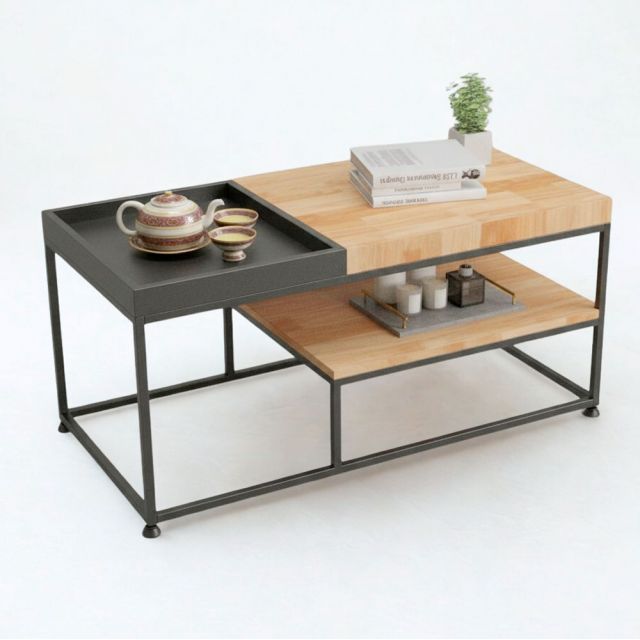 Bàn trà phòng khách 100x50cm gỗ cao su TT68334