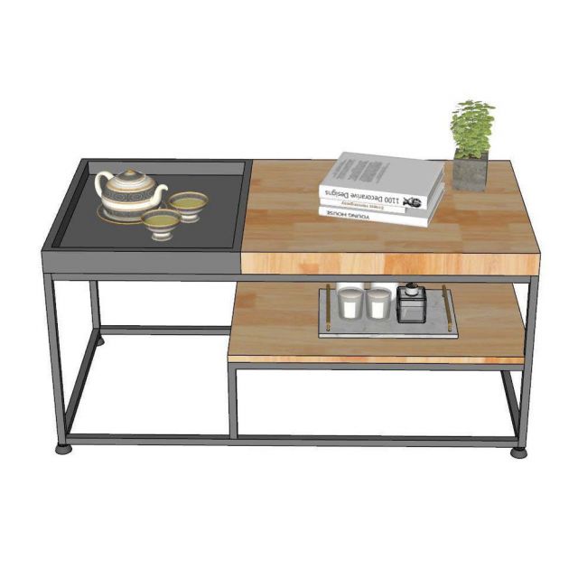 Bàn trà phòng khách 100x50cm gỗ cao su TT68334