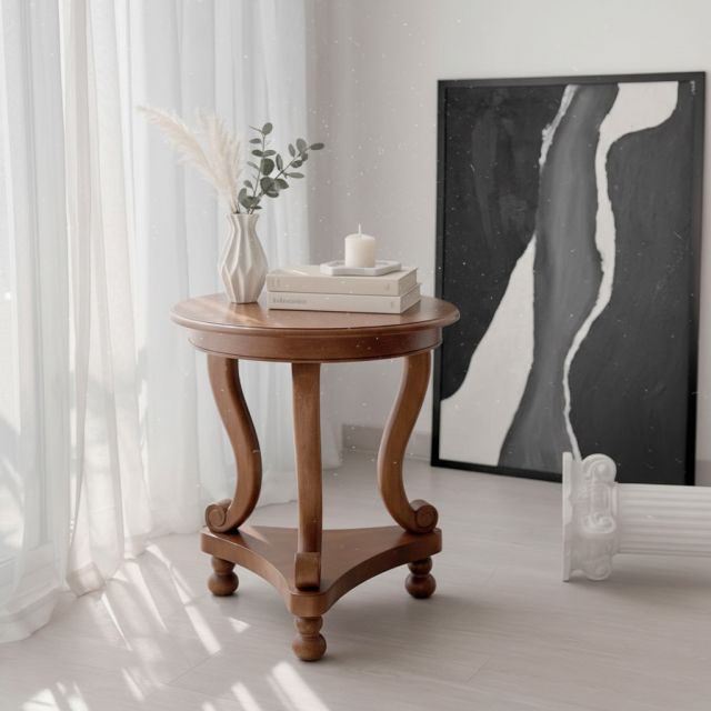Bàn sofa INDOCHI mặt tròn 60x60cm gỗ tần bì TT68257