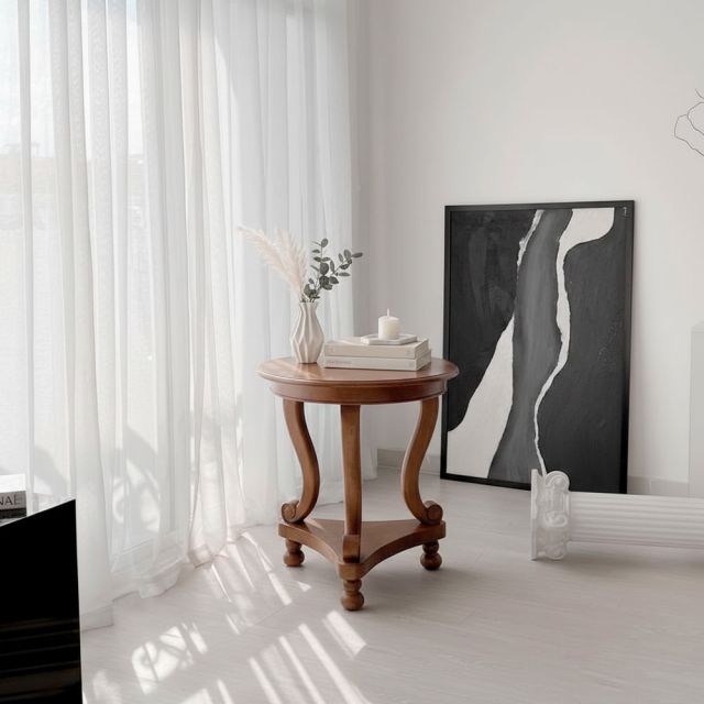 Bàn sofa INDOCHI mặt tròn 60x60cm gỗ tần bì TT68257