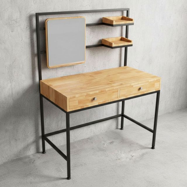 Bàn trang trang điểm có khay để đồ gỗ khung sắt TK049