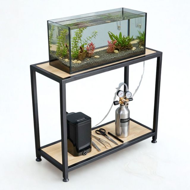 Kệ để hồ thủy sinh mini gỗ cao su KTB68223