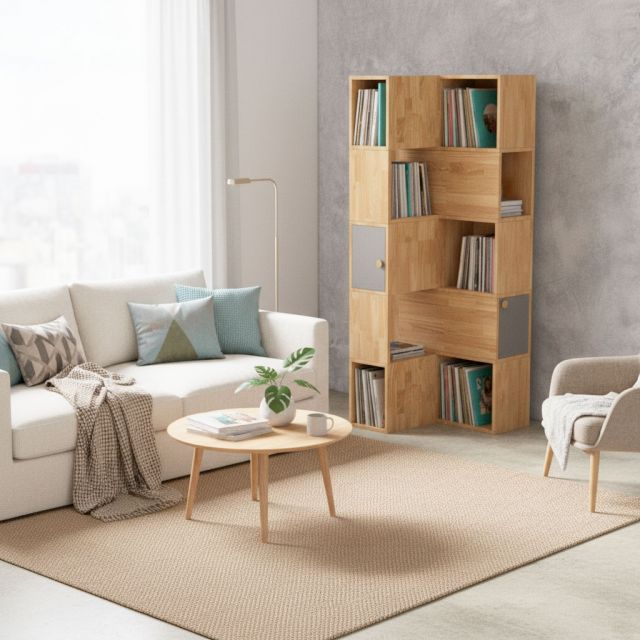 Kệ góc tường 60x60x160cm gỗ cao su KGT68050