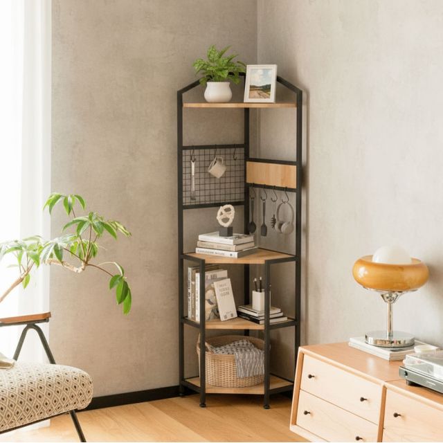 Kệ góc tường 45x45x180cm gỗ cao su KGT68051