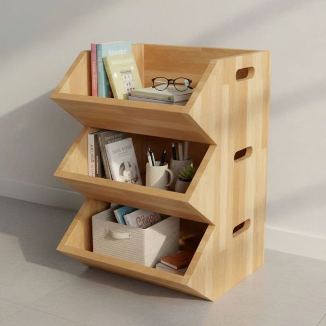 Kệ lưu trữ đồ 3 tầng 38x40x60mm gỗ cao su TCN68078