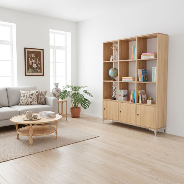 Kệ trang trí ô vuông 110x25x150cm gỗ plywood KTB68158