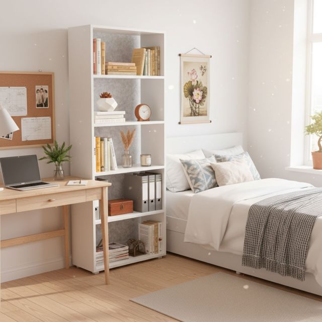 Kệ sách 5 tầng 60x28x160cm gỗ cao su sơn màu KS68233