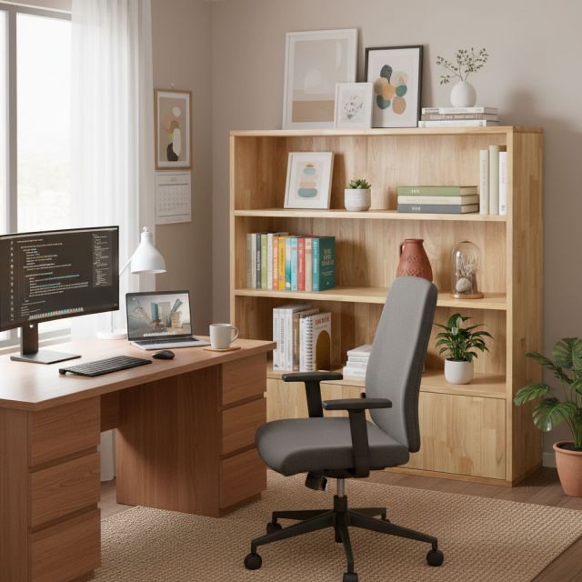 Kệ sách có ngăn kéo 100x30x106cm gỗ cao su KS68289