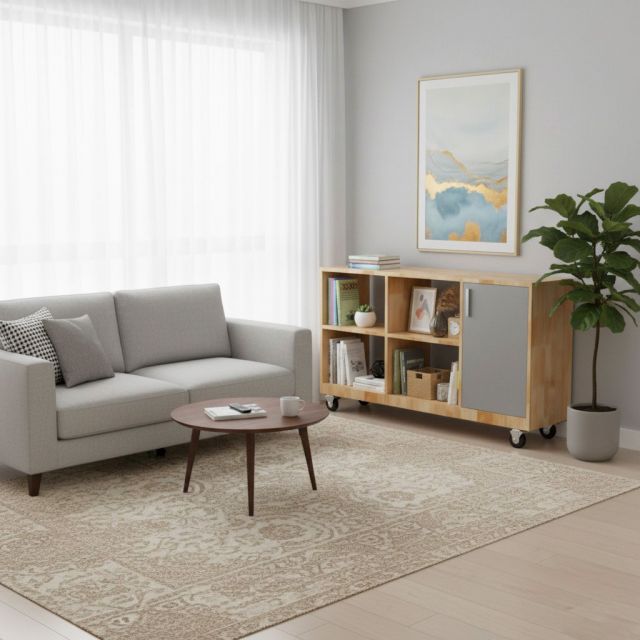 Kệ sách di động 120x30x60cm gỗ cao su KS68340