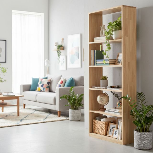Kệ sách 5 tầng 62x30x170cm gỗ cao su KS68285