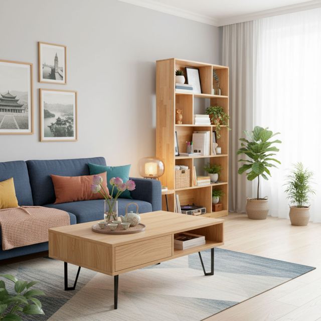 Kệ sách REVON 90x28x185cm gỗ cao su KS68322