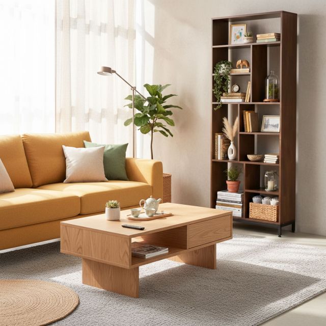 Kệ sách 80x30x210cm gỗ cao su chân sắt KS68295