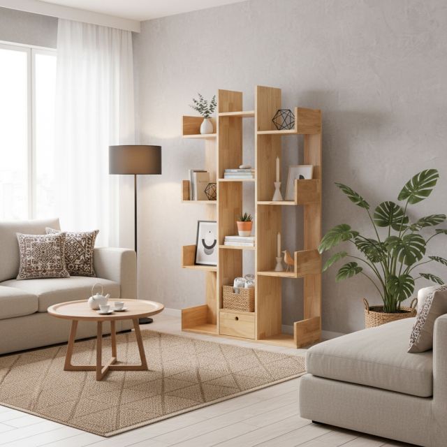 Kệ sách Maze 90x30x160cm gỗ cao su KS68297