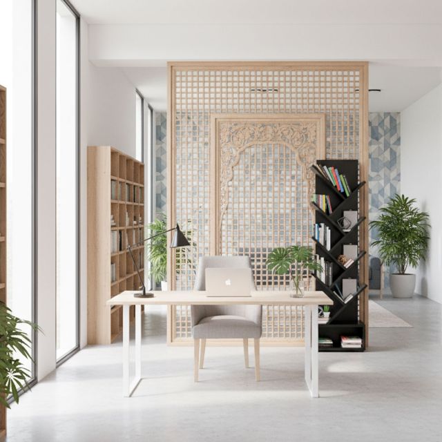 Kệ sách trang trí hình nhánh cây màu TRẮNG KS68048