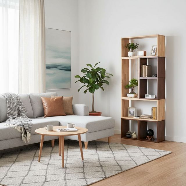 Kệ sách lắp ghép 70x25x175cm gỗ cao su KS68288