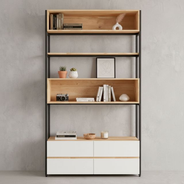 Kệ trang trí 120x35x200cm gỗ cao su KTT68043