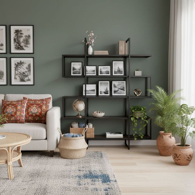Kệ trang trí S-SHELF 120x30x150cm gỗ cao su KTB68032