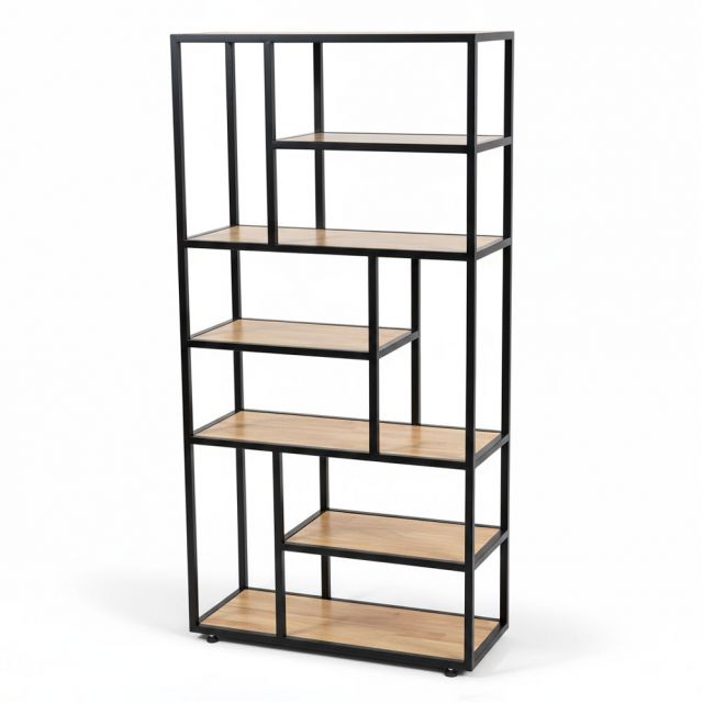 Kệ trang trí gỗ cao su khung sắt 75x32x150(cm)