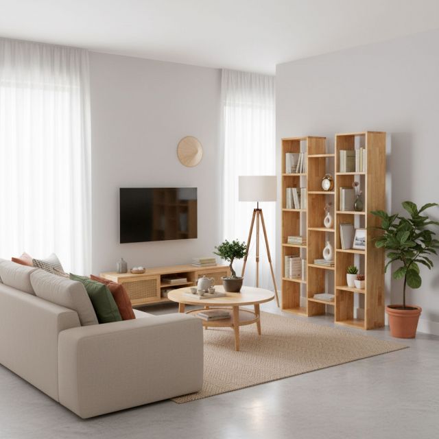 Kệ sách đứng 100x25x160cm gỗ cao su KS68310
