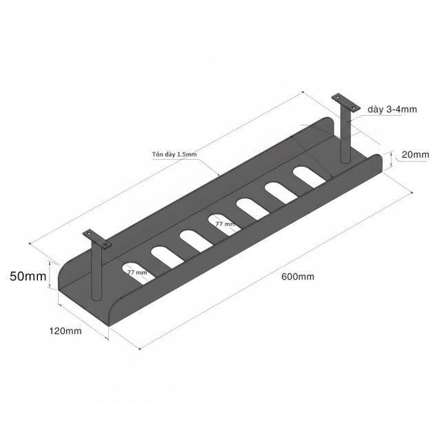 Khay đựng hộp điện màu trắng gắn dưới mặt bàn KHD009