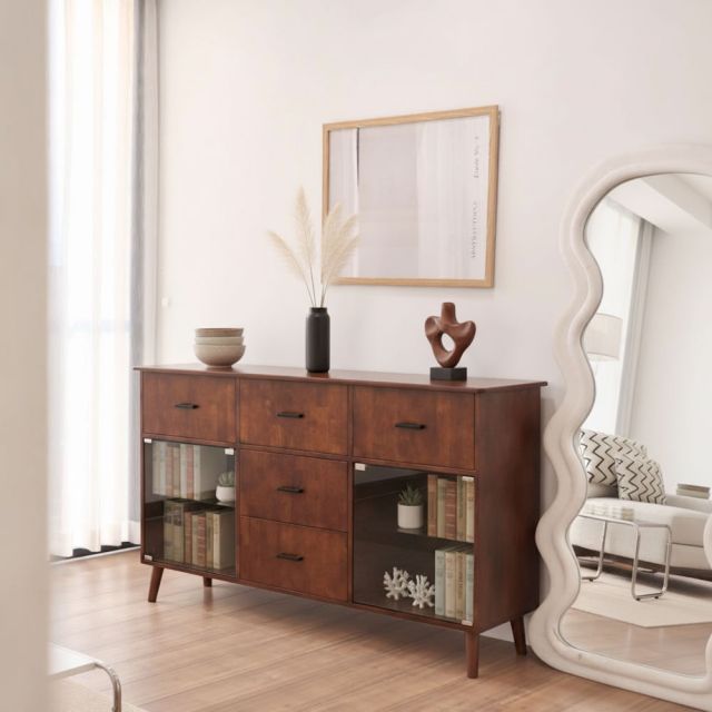 Tủ trang trí ORIN 160x35x104cm gỗ cao su KTB68212