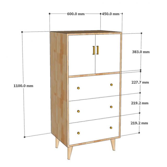 Tủ để đồ phòng ngủ 60x45x120cm gỗ cao su TQA68072