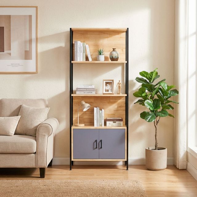 Kệ trang trí có tủ 74x30x170cm gỗ cao su KTT68041