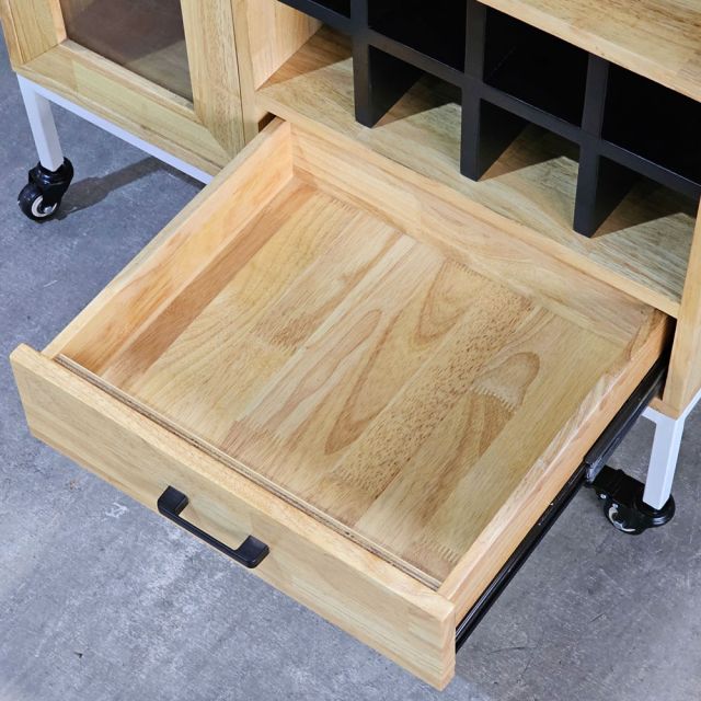 Tủ rượu di động 80x40x115cm gỗ cao su KR68006