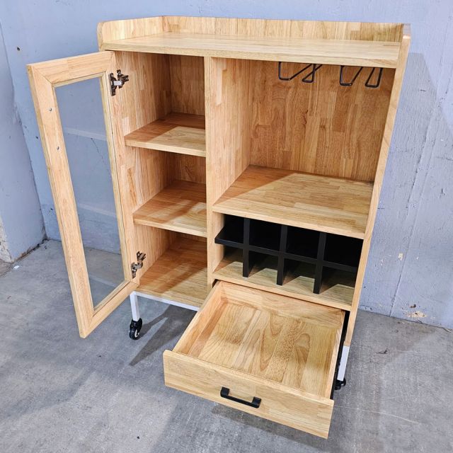 Tủ rượu di động 80x40x115cm gỗ cao su KR68006
