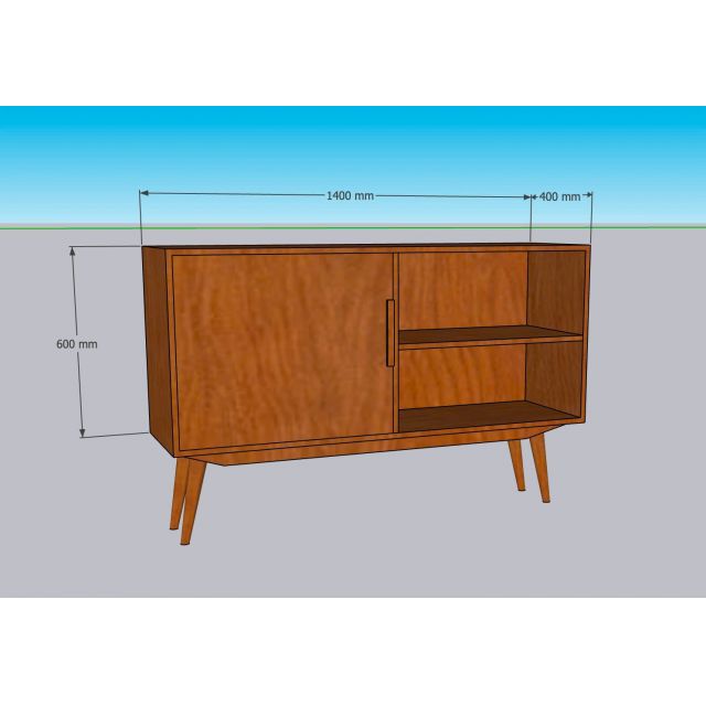 Tủ trang trí 140x40cm gỗ cao su KTB68230