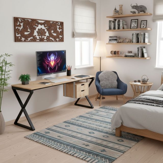 Tủ treo bàn 2 ngăn 40x30x37cm gỗ cao su TCN68074