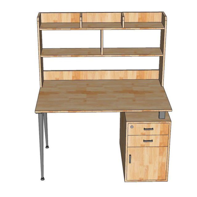Bàn gác tủ có kệ sách 120x70cm gỗ cao su chân CONE FD68081