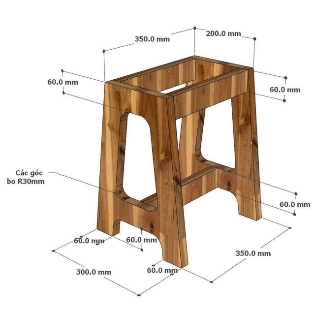 Ghế đôn 40x30x45cm gỗ tràm GCF314