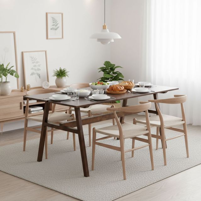 Bàn ăn chữ nhật 180x85cm gỗ tự nhiên BA68268