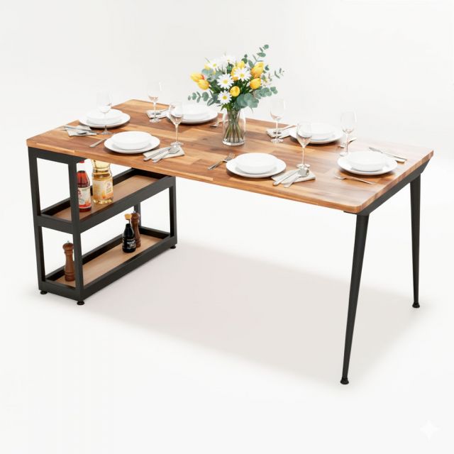 Bàn ăn liền kệ 160x80 gỗ tự nhiên BA68270