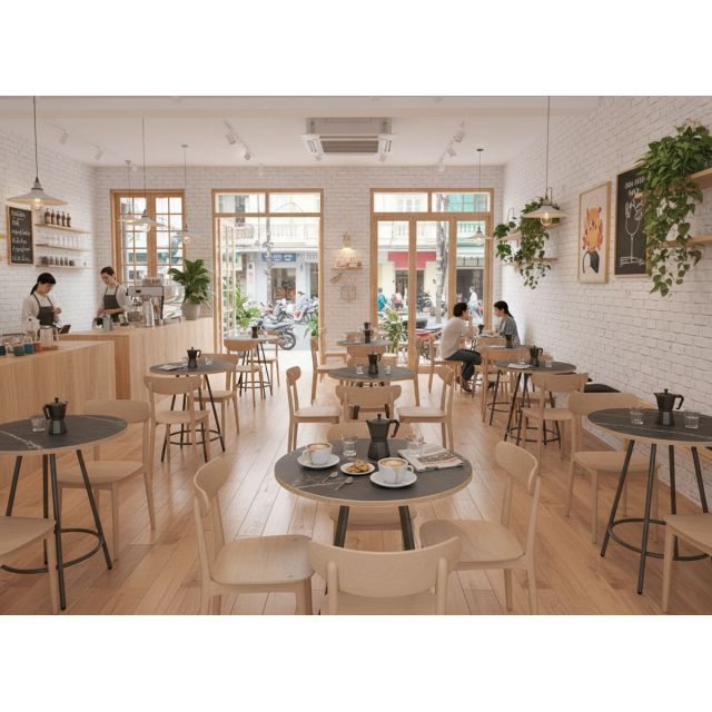 Bàn cafe tròn 60x60cm gỗ plywood vân giả đá CFD68277
