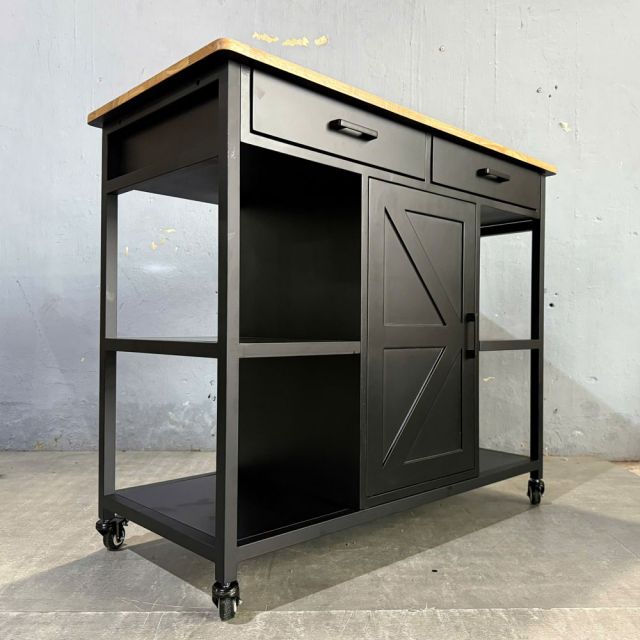 Kệ bếp di động FENIX 105x50x95cm gỗ cao su KB68067