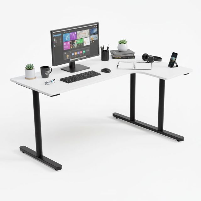 Bàn góc L 140x100cm gỗ tràm chân sắt hệ TIO HBTO039