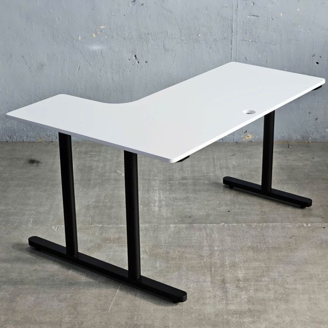 Bàn góc L 140x100cm gỗ tràm chân sắt hệ TIO HBTO039