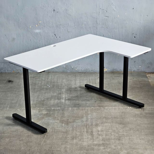Bàn góc L 140x100cm gỗ tràm chân sắt hệ TIO HBTO039