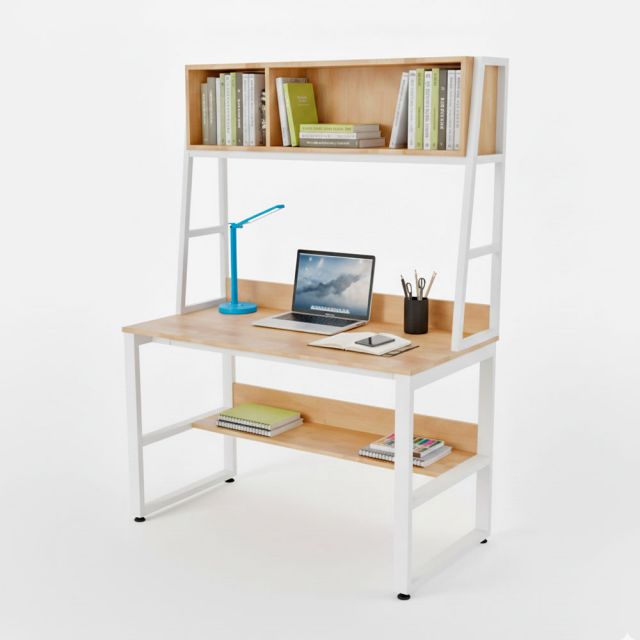 Bàn liền kệ sách 120x60x165cm gỗ cao su FD68080