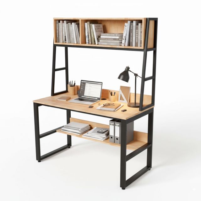 Bàn liền kệ sách 120x60x165cm gỗ cao su FD68080