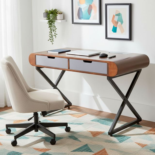 Bàn có ngăn kéo 120x60cm gỗ cao su chân chữ X BD68162