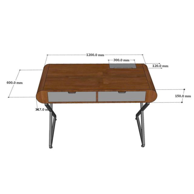 Bàn có ngăn kéo 120x60cm gỗ cao su chân chữ X BD68162