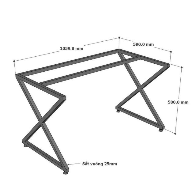 Bàn có ngăn kéo 120x60cm gỗ cao su chân chữ X BD68162