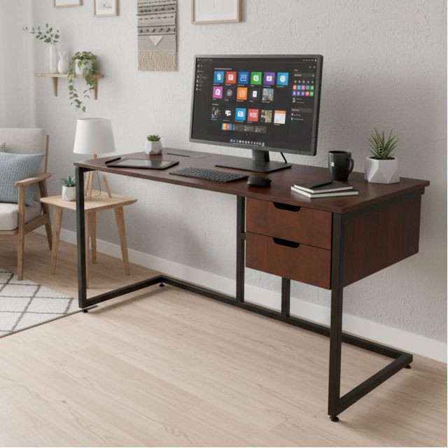 Bàn làm việc Zenit 140x60cm gỗ cao su BD68133