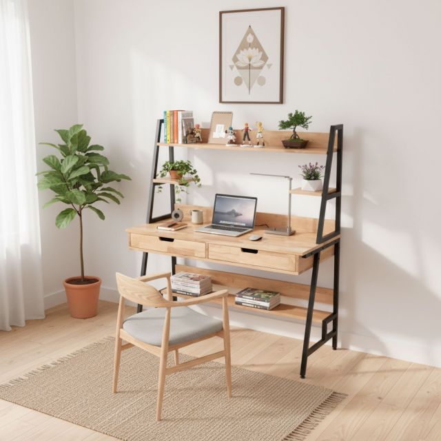 Bàn học Liền Kệ Trang Trí Khung Chân FD68015