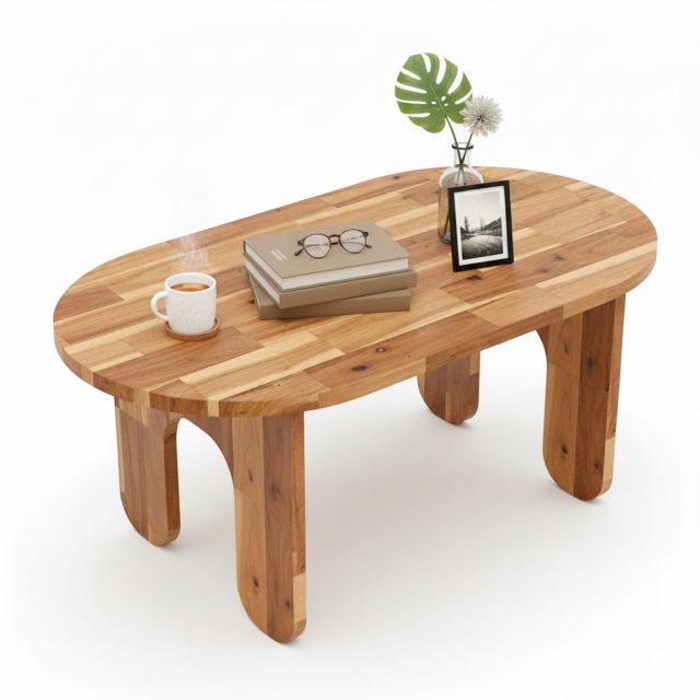 Bàn sofa hình Oval 110x60cm gỗ tràm TT68339