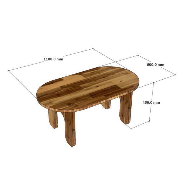 Bàn sofa hình Oval 110x60cm gỗ tràm TT68339
