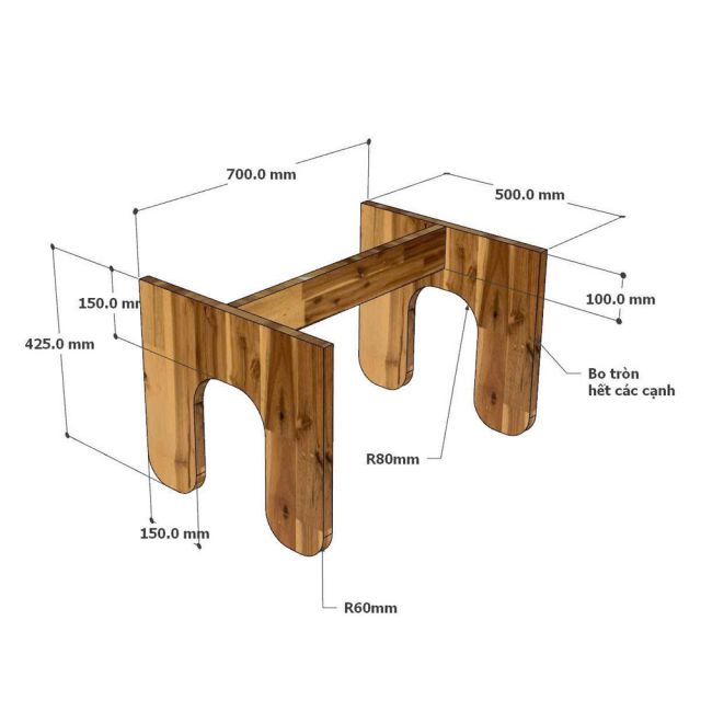 Bàn sofa hình Oval 110x60cm gỗ tràm TT68339